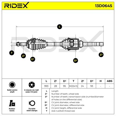 Półoś Napędowa RIDEX 13D0647 13D0647 - foto 8