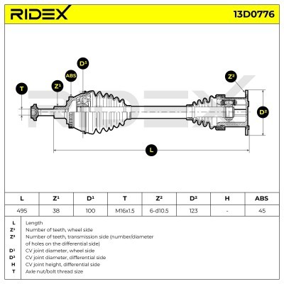 Półoś Napędowa RIDEX 13D0776 13D0776 - foto 7