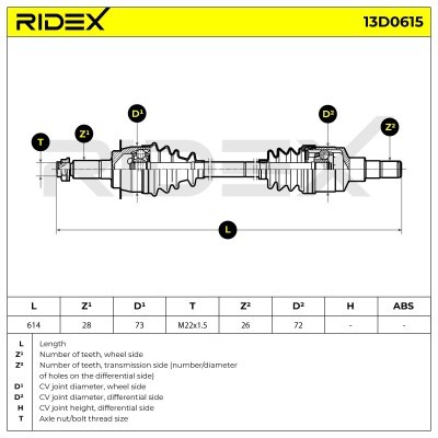 Półoś Napędowa RIDEX 13D0615 13D0615 - foto 7
