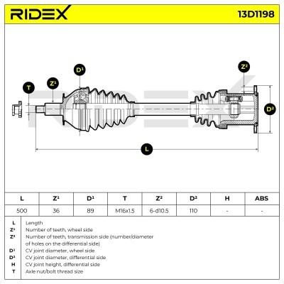 Półoś Napędowa RIDEX 13D1198 13D1198 - foto 7