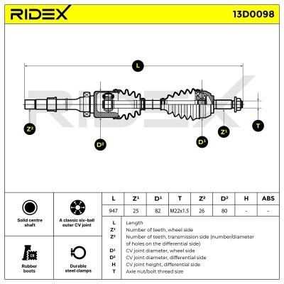 Półoś Napędowa RIDEX 13D0098 13D0098 - foto 5