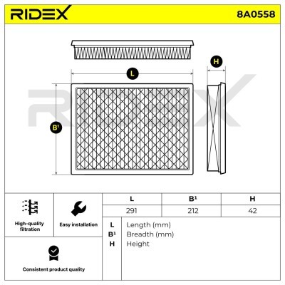 Filtr Powietrza RIDEX 8A0558 8A0558 - foto 6