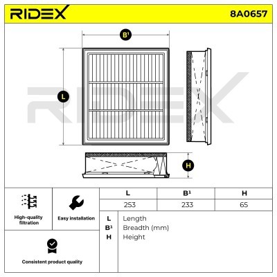 Filtr Powietrza RIDEX 8A0657 8A0657 - foto 6