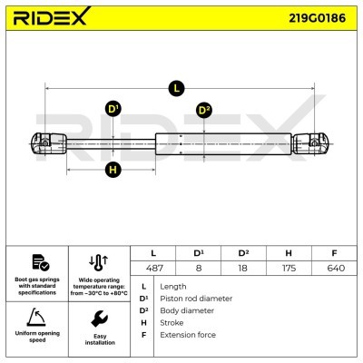 Amortyzator Pokrywy Bagażnika RIDEX 219G0186 219G0186 - foto 7