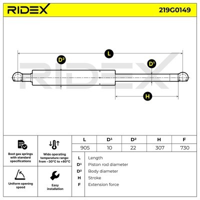 Amortyzator Pokrywy Bagażnika RIDEX 219G0149 219G0149 - foto 6