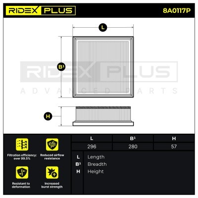 Filtr Powietrza RIDEX 8A0117P 8A0117P - foto 7