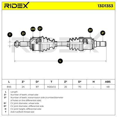 Półoś Napędowa RIDEX 13D1353 13D1353 - foto 7