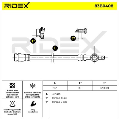 Przewód hamulcowy elast RIDEX 83B0408 83B0408 - foto 5