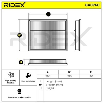 Filtr Powietrza RIDEX 8A0760 8A0760 - foto 6