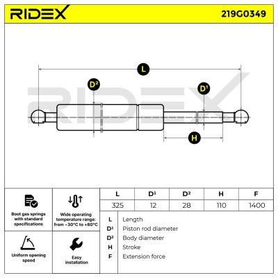 Amortyzator Pokrywy Bagażnika RIDEX 219G0349 219G0349 - foto 7