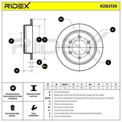 Tarcza hamulcowa RIDEX 82B2136 82B2136 - foto 6