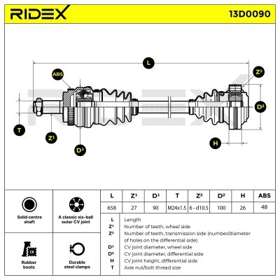 Półoś Napędowa RIDEX 13D0090 13D0090 - foto 4