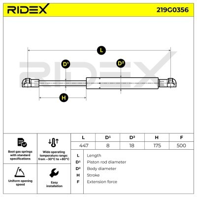 Amortyzator Pokrywy Bagażnika RIDEX 219G0356 219G0356 - foto 10