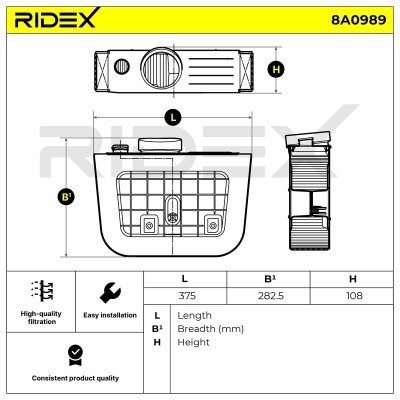 Filtr Powietrza RIDEX 8A0989 8A0989 - foto 6