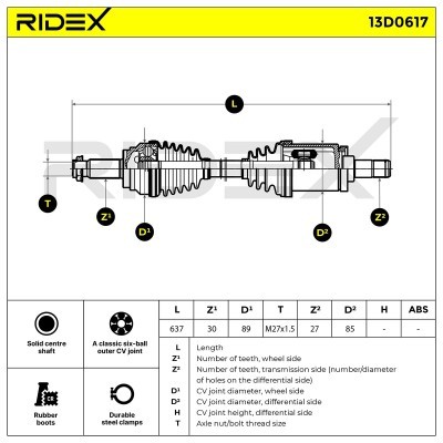 Półoś Napędowa RIDEX 13D0617 13D0617 - foto 7