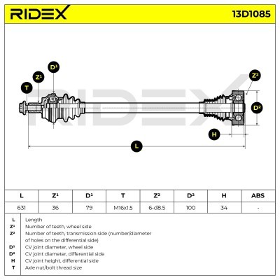 Półoś Napędowa RIDEX 13D1085 13D1085 - foto 7