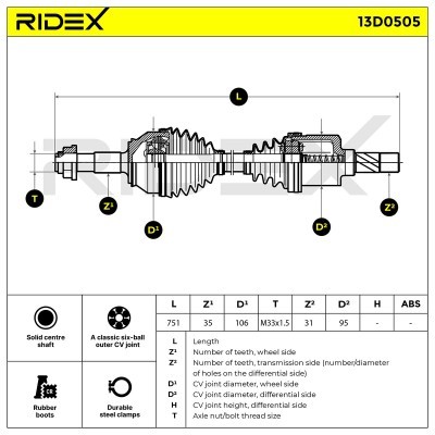 Półoś Napędowa RIDEX 13D0505 13D0505 - foto 7