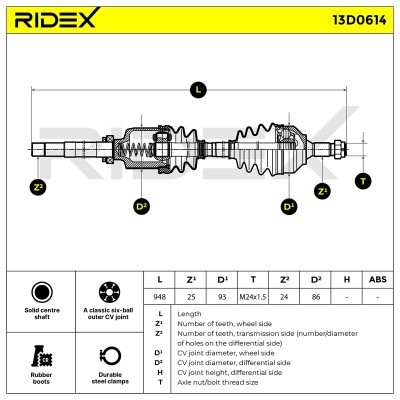 Półoś Napędowa RIDEX 13D0614 13D0614 - foto 7