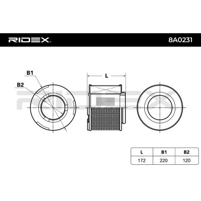 Filtr Powietrza RIDEX 8A0231 8A0231 - foto 3