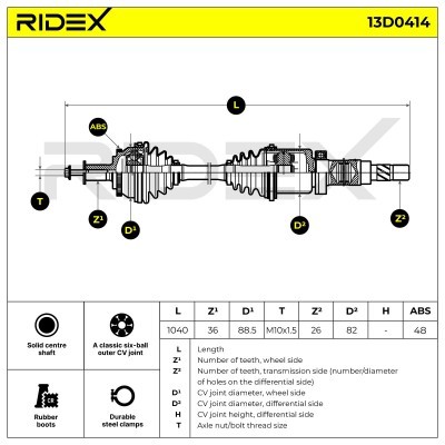 Półoś Napędowa RIDEX 13D0414 13D0414 - foto 8