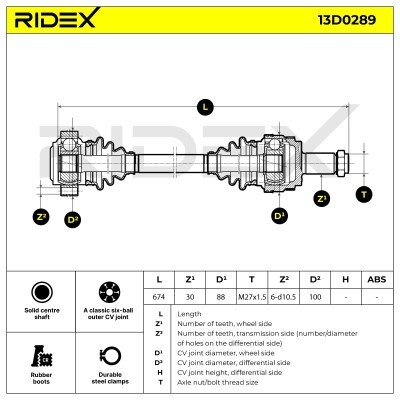 Półoś Napędowa RIDEX 13D0289 13D0289 - foto 6