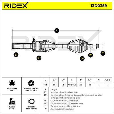 Półoś Napędowa RIDEX 13D0359 13D0359 - foto 7
