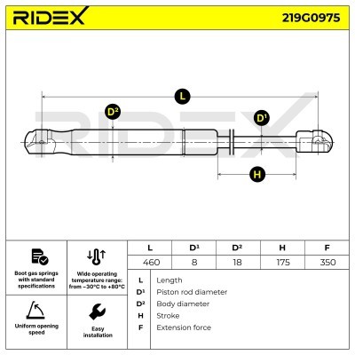 Amortyzator Pokrywy Bagażnika RIDEX 219G0975 219G0975 - foto 7