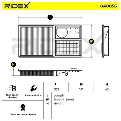 Filtr Powietrza RIDEX 8A0056 8A0056 - foto 8