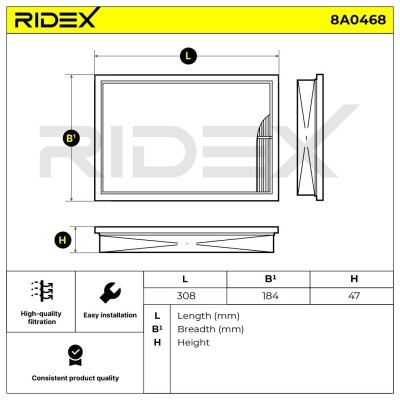 Filtr Powietrza RIDEX 8A0468 8A0468 - foto 4