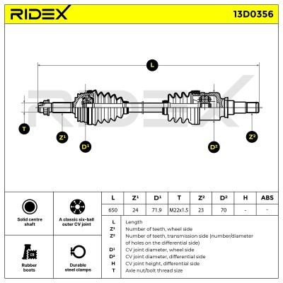 Półoś Napędowa RIDEX 13D0356 13D0356 - foto 7