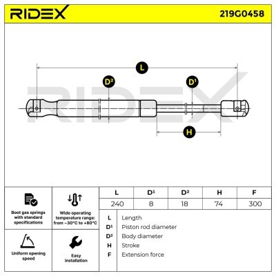 Amortyzator Pokrywy Bagażnika RIDEX 219G0458 219G0458 - foto 7