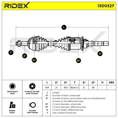 Półoś Napędowa RIDEX 13D0327 13D0327 - foto 7