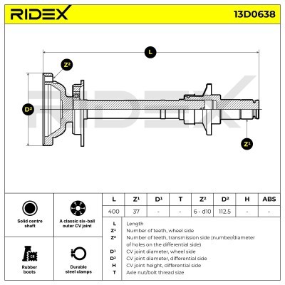 Półoś Napędowa RIDEX 13D0638 13D0638 - foto 7