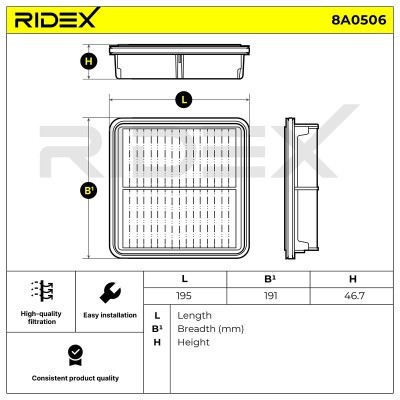 Filtr Powietrza RIDEX 8A0506 8A0506 - foto 6