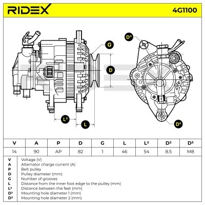Alternator RIDEX 4G1100 4G1100 - foto 5