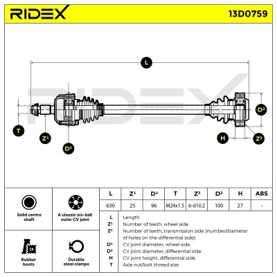 Półoś Napędowa RIDEX 13D0759 13D0759 - foto 7
