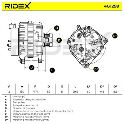 Alternator RIDEX 4G1299 4G1299 - foto 6