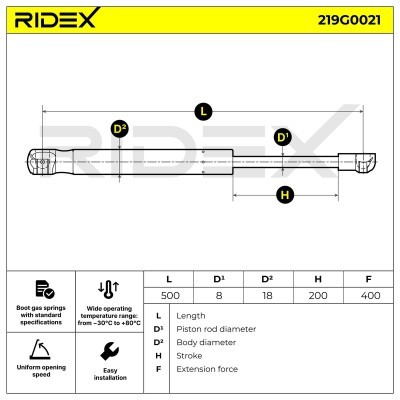 Amortyzator Pokrywy Bagażnika RIDEX 219G0021 219G0021 - foto 7