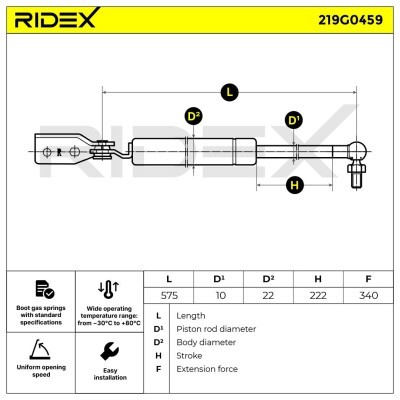 Amortyzator Pokrywy Bagażnika RIDEX 219G0459 219G0459 - foto 6