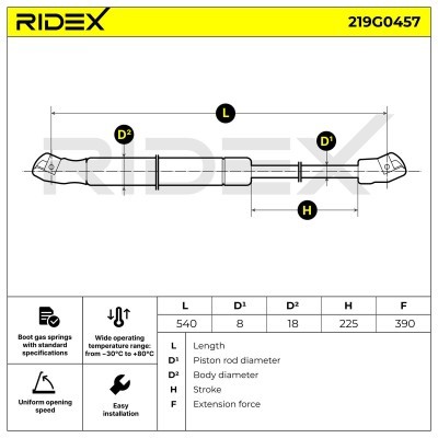 Amortyzator Pokrywy Bagażnika RIDEX 219G0457 219G0457 - foto 7