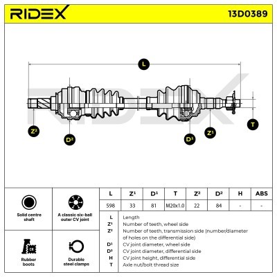 Półoś Napędowa RIDEX 13D0389 13D0389 - foto 5