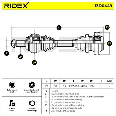 Półoś Napędowa RIDEX 13D0449 13D0449 - foto 7