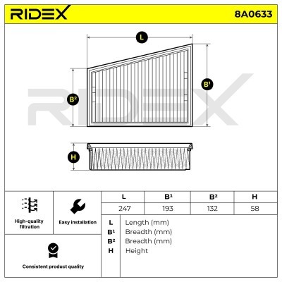 Filtr Powietrza RIDEX 8A0633 8A0633 - foto 6