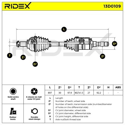 Półoś Napędowa RIDEX 13D0109 13D0109 - foto 7