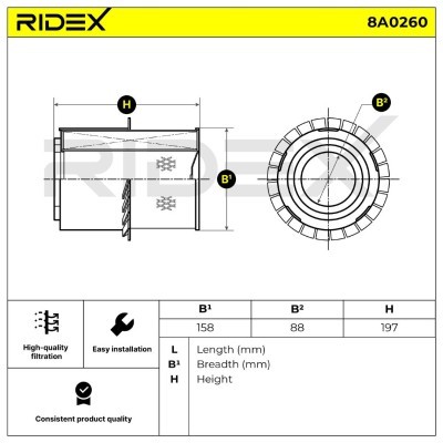 Filtr Powietrza RIDEX 8A0260 8A0260 - foto 5