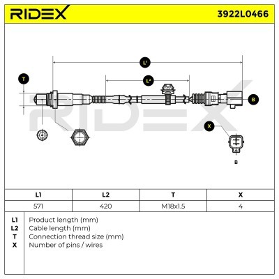 Sonda Lambda RIDEX 3922L0466 3922L0466 - foto 6