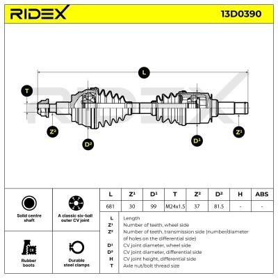 Półoś Napędowa RIDEX 13D0390 13D0390 - foto 7