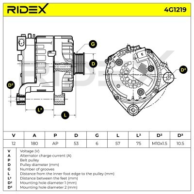 Alternator RIDEX 4G1219 4G1219 - foto 7