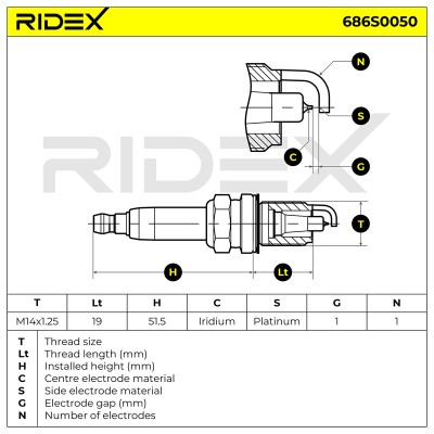 Świeca Zapłonowa RIDEX 686S0050 686S0050 - foto 6