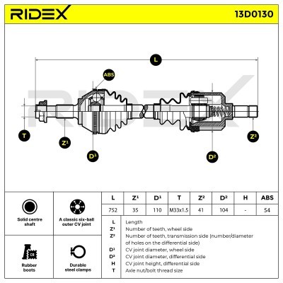 Półoś Napędowa RIDEX 13D0130 13D0130 - foto 3